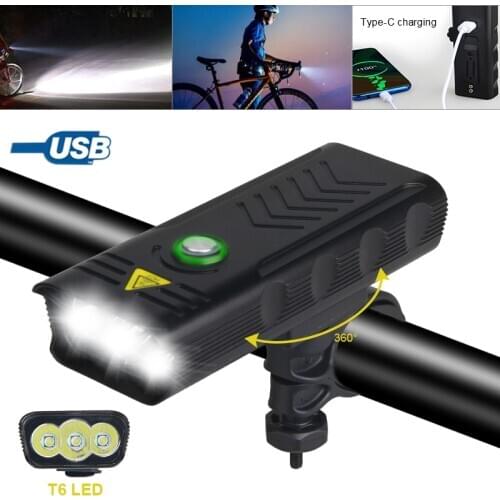 3 XM-L T6 LED Bicycle Light Front Back USB Rechargeable Flashlight Bike Headlight Mount Holder Road Bike Latern Lamp Accessories