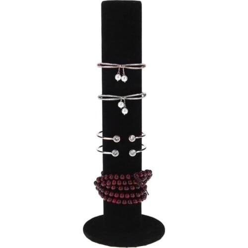 30cm New Black Velvet Jewelry Display Storage Stand Detachable Vertical Frame Bracelet Rack Watch Jewelry Hard Display Holder