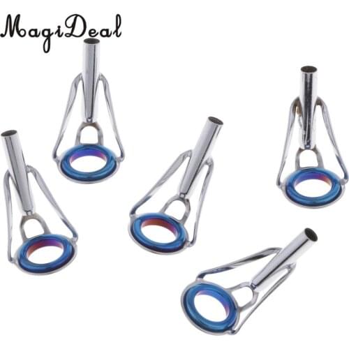 5pcs 2# - 6# Fishing Rod Tip Tops Repair Kit Blue Ceramic Ring Spinning Casting Fishing Rod Guides Tip Tops Kit