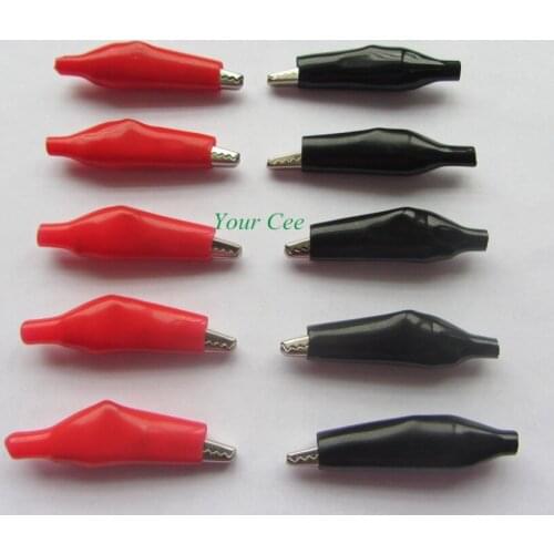 50 pcs Medium Battery Insulated Crocodile Alligator Testing Clip Clamp Connector Electric Test 35mm Lead Replacement Red & Black