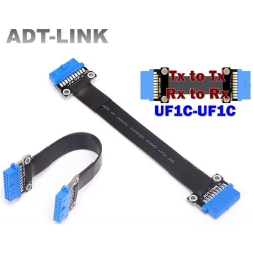 ADT New USB 3.0 Tx To Tx Signal Flat Ribbon Built-In Extension Cable Adapter 19/20 Pin Motherboard USB3.0 Riser Card Interface