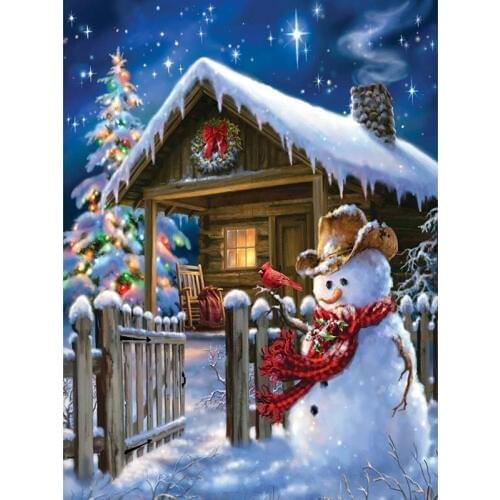 DIY Diamond Painting Cross Stitch Mosaic diamond embroidery Snowman Chalet Needlework Patterns Square Rhinestone Home decor