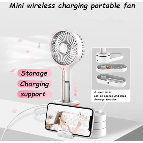 5V car fan MINI handheld portable Mute USB Car charger creative with mobile phone holder storage box Stowing Tidying Accessories