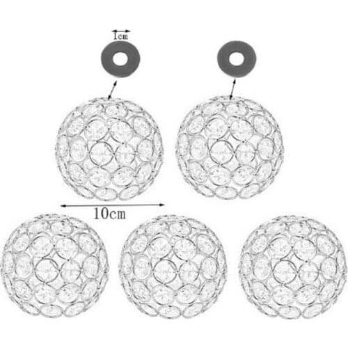 Shining Party Gold Sliver Color Glass Crystal Candle Holders Lamp Shades, Metal Crystal Ball Lamp Cover, Lighting Accessories