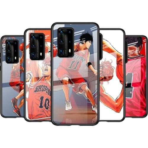 Tempered Glass Cover Cartoon Anime Slam Dunk For Huawei P40 P30 P20 P10 Pro Plus Lite 5G 2019 Shockproof Shell Phone Case