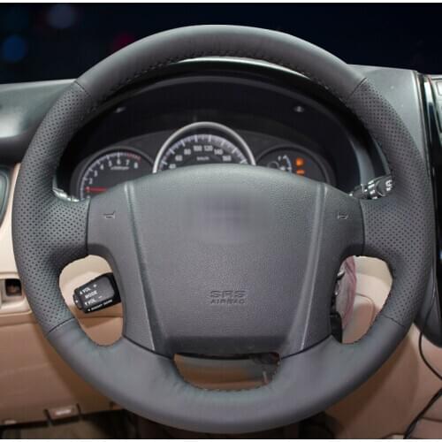 Black Hand-stitched Car Steering Cover Soft Artificial Leather Car Steering Wheel Cover for Kia Sportage 2 2005-2010 2009
