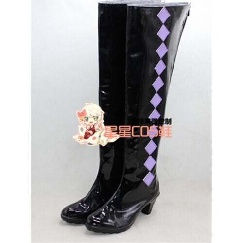 Puella Magi Madoka Magica Akemi Homura Black Purple Cosplay Shoes Boots X002