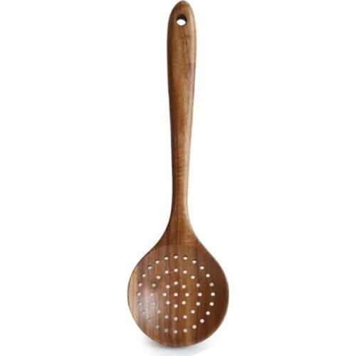 Wooden Kitchen Utensils Cooking Tools Flat Spatula Soup Spoon Slotted Spoon