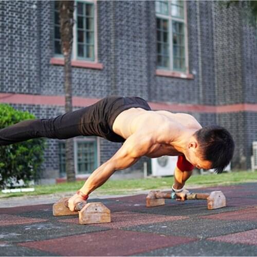 Push-up wooden pole fitness push-up rack bar gym training chest H-frame wooden inverted parallel bars double pole