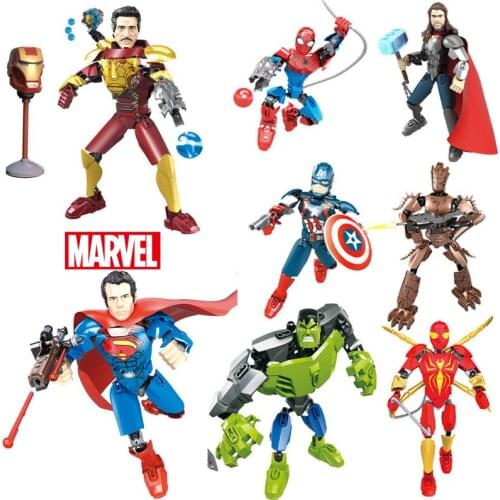 DISNEY Marvel Avengers Building Blocks MARVEL Bricks Superhero Iron Man Spiderman Hulk Action Figures Kid Toys for Boy Wholesale