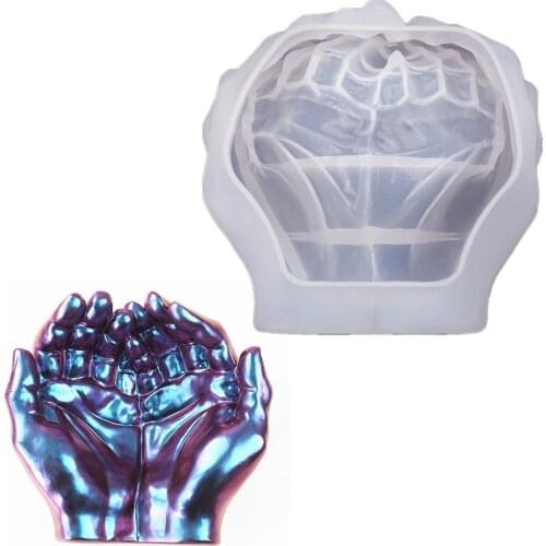 DIY Ashtray Epoxy Crystal Resin Silicone Mold Two-Hand Model Hand Dish Ashtray Mirror Epoxy Silicone Mold Jewelry Storage JU0169