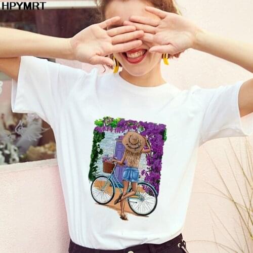 Summer Beautiful flowers Printed Harajuku T Shirt Women Cute Anime T-shirt Fun Cartoon Graphic Tshirt 90s Fashion Top Tee Female