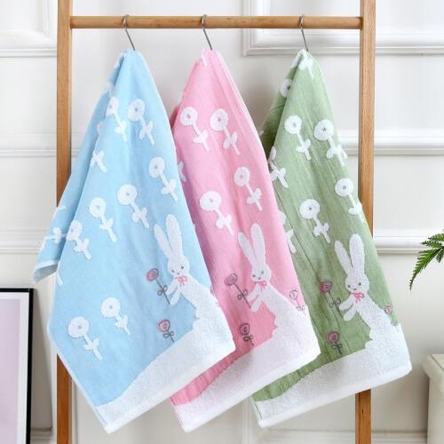 Cartoon Dog Bear 100% Cotton Fine Face Towel Kids Soft Absorbent Child Towel Boy/Girl Bath Towel Household 34x74cm
