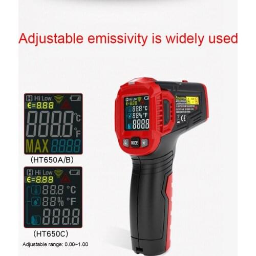 HT650A/B/C Infrared Thermometer Thermometer Imager Hygrometer LCD Light Temperature Alarm Handheld Temperature and Humidity Test