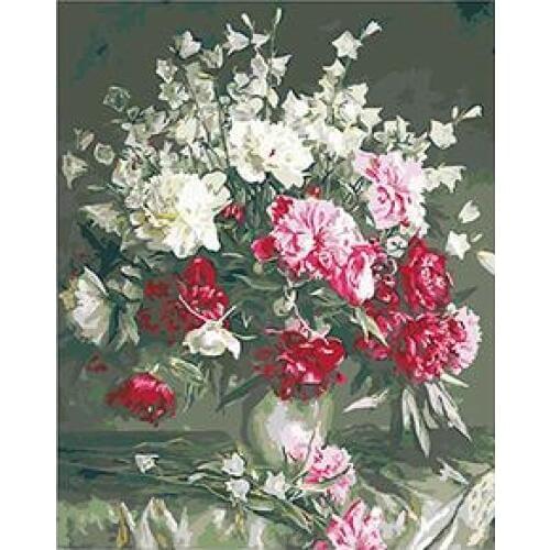 MaHuaf-X1611 Peonies with white bells Framed Acrylic Painting by Number kit digital canvas paintings for living room 40x50