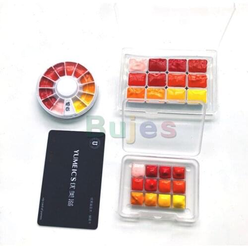 Japan Holbein Red yellow watercolor pigment 12 color Water Color Pigments Sub-packed Disc 0.5ml 1.5ml 2ml art supplies