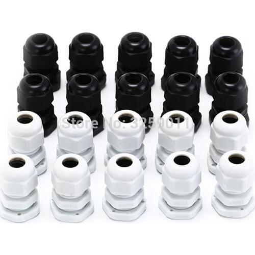 10PCS Cable Gland Nylon PA Waterproof Adjustable 3-50mm Cable Connectors Joints With Gaskets - M12.5 M14 M16 M18 M20 M22 M24 M30