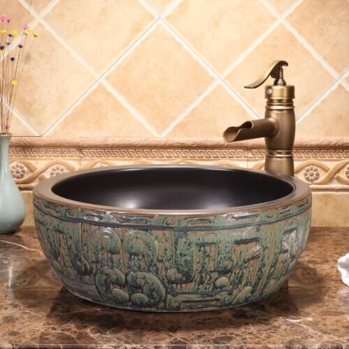 Jingdezhen Bathroom ceramic sink wash basin Porcelain Counter Top ceramic Wash Basin Bathroom Sinks