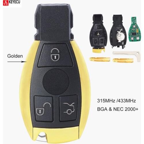 KEYECU Golden KYDZ Smart Remote Key 3 Button 315MHz/433MHz Fob for Mercedes-Benz BAG & NEC 2000