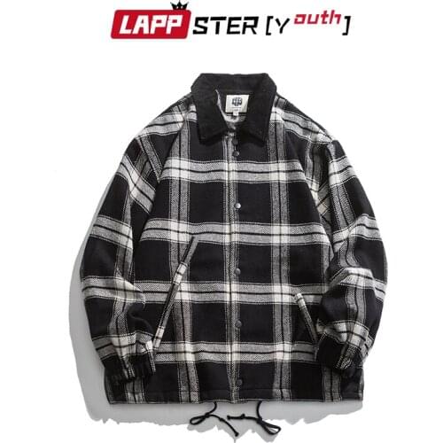 LAPPSTER-Youth Men Plaid Harajuku Streetwear Jackets 2021 Mens Japanese Vintage Designer Jackets Male Korean Fashion Y2k Jackets