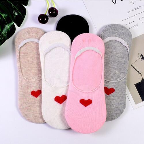 Red Heart Cute College Wind Simple Basic Fresh Female Socks Warm Comfortable Cotton Spring And Summer Hot Sale for girl