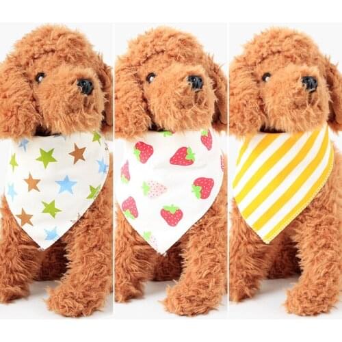 Fashion Plaid Dots Style Winter Pet Bandanas Cotton Washable Dog Bandanas Scarf Bowties Collar Pet Square Bib For Puppies Kitten