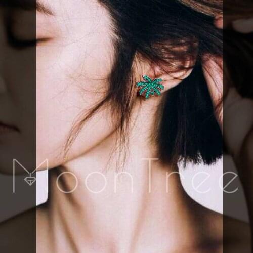 MoonTree Luxury Coconut Tree Gree Full Micro Cubic Zirconia Women Wedding Engagement Dress Earrings