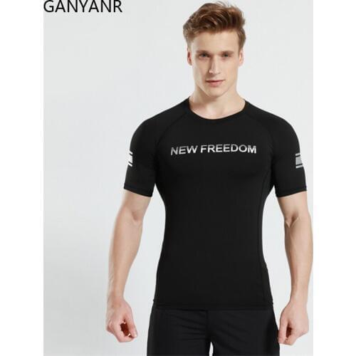 GANYANR Gym Workout Running T Shirt Men Bodybuilding Clothes Sport Fitness Crossfit Dry Fit Sport Training Tees Football Jerseys