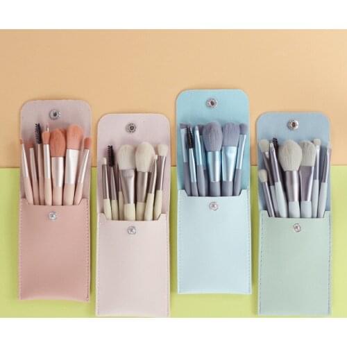 8 Mini Makeup Brushes Set With Wooden Handle Morandi Portable Makeup Brush Soft bristle Beauty Tool Brush