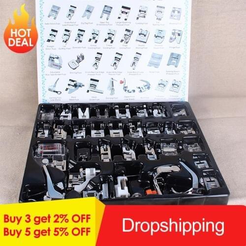 32/35pcs Domestic Sewing Machine Foot Presser Feet Braiding Blind Stitch Kit Set With Box for Brother Singer Sewing Accessories
