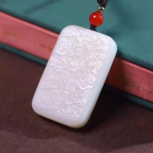 Natural 7A hetian jade Hand-Carved Heart cloud jade pendant jade necklace men women pendants jade jewelry