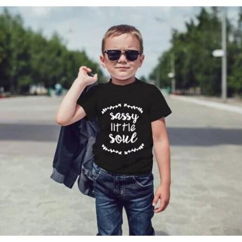 Sassy Little Soue Pattern New Fashion Kids Clothes Letter Print T-shirts Cute Girls Tops Funny Boys T Shirts Round Neck Clothes