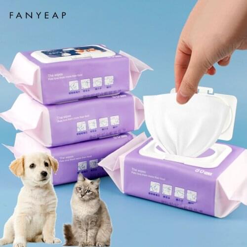 New 100PCS/Set Pet Eye Wet Wipes Dog Cat Pet Cleaning Wipes Grooming Tear Stain Remover Gentle Non-initiating Wipes Towel