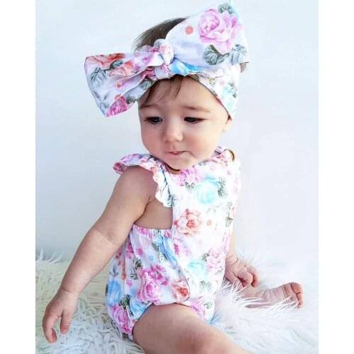 Baby Girl Clothes Bodysuits Adorable Baby Girls Floral Bodysuit Cute One-pieces Summer Clothes Sunsuit Set Children Clothing
