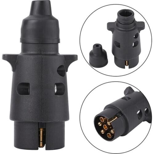 Plastic 7Pin 12V Trailer Plug Socket Wiring Connector Adapter Black Towing