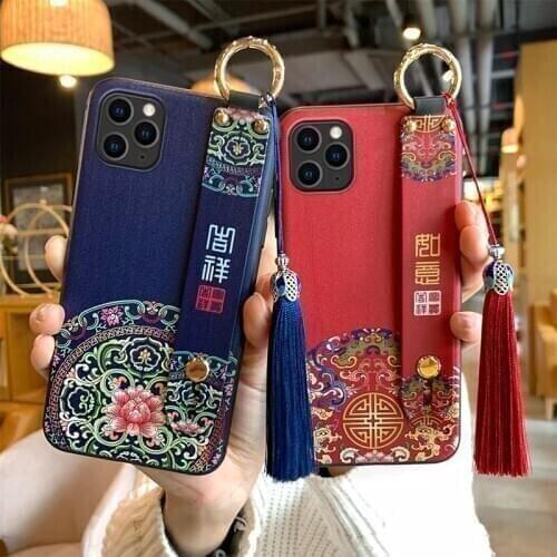 3D Embossed Phone Case for Redmi Note 7 8 9 Pro 8T 7A 8A Mi 10 9 8 Lite 9T CC9 CC9e Soft Back Cases Wrist Strap Tassel Covers