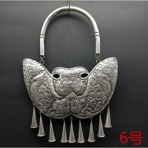 Hot sell new - free shipping Handmade Silver collars, pure Miao silver ornaments and lucky locks necklace