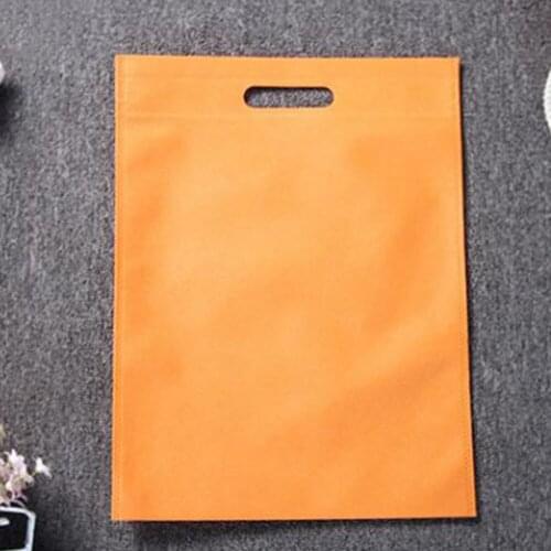 Non-Woven Fabric Folding Tote Bag Handbag Solid Color Simple Folding Environmental Bag Women Men Useful Grocery Storage