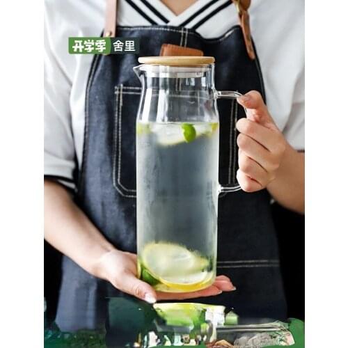 Glass Water Pot Cold Water Bottle Handle Water Kettle Transparent Heat Resistant Juice Teapot Pitcher Water Jug Kettle