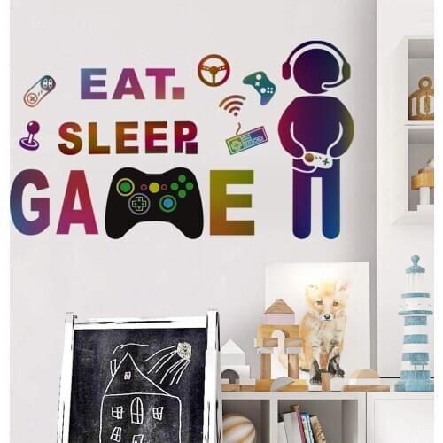 Creative Cartoon Gamer Wall Sticker Game Playroom Decor DIY Vinyl Kids Room Wallpaper Poster