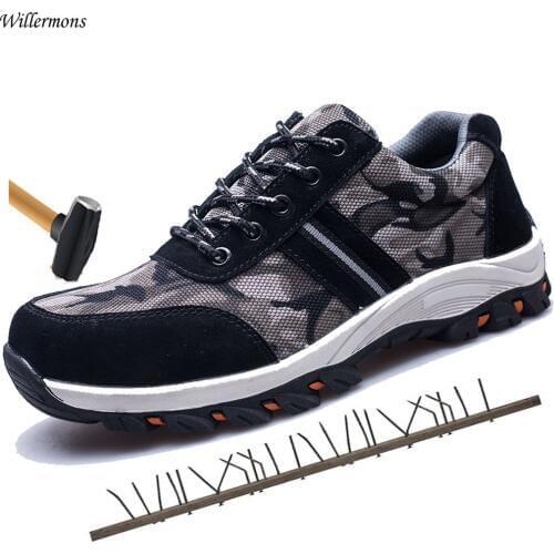 Outdoor Mens Military Camouflage Construction & Industrial Steel Toe Work Shoes Men Military Puncture Proof Safety Boots Shoes
