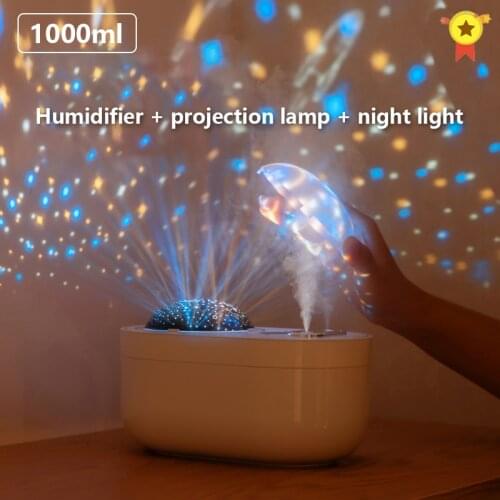 1L Dual Spray Air Humidifier Large Capacity USB Charging Built-in Battery 4000mAh Timing Power Display Night Light For Home Car