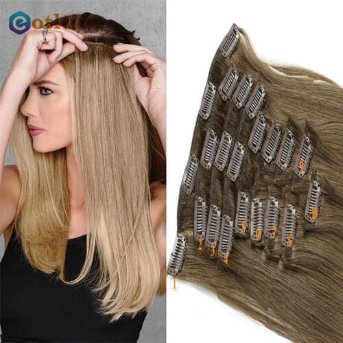 Eotltiue Clip In Hair Extensions Human Hair 16-24 Inch 160G 10Pcs/Set Machine Made Remy Brazilian Straight Hair 100% Human Hair