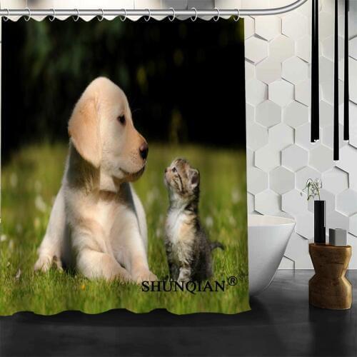 Dog and cat Shower Curtain High Quality Bath screens Modern Polyester Fabric Customized bath curtain
