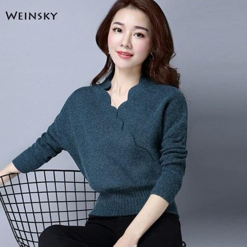 Women Elegant Knitted Sweater And Pullovers Korean Fashion Casual Style Female Sweaters 2019 Autumn New Tops