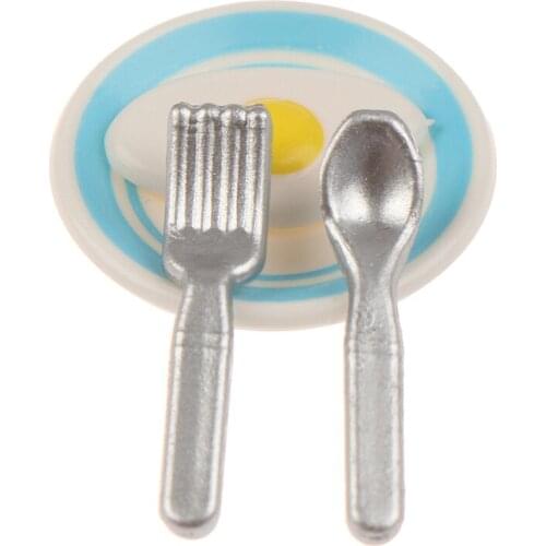 1Set 1/12 Scale Miniature Dollhouse Mini Doll Food Play Milk & Egg Breakfast Set for Kids Kitchen Set Accessories Toys