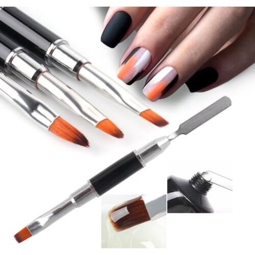 1pcs Dual Ended Nail Art Brush Drawing Pen Carving Powder Spatula Stick Gel Extension Pen Nail Salon DIY Design Tool NF1841