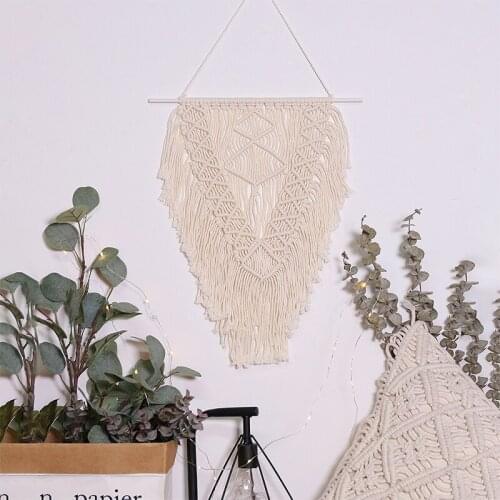 1PC Solid Macrame Wall Hanging Tapestry Wall Decor Bohemian Woven Knitted Beige Cotton Ropes PVC Home Gifts Decoration New Style