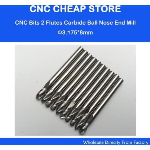 10pcs/lot 1/8" CNC Router Bits 2 Two Flutes Carbide Ball Nose End Mill 8mm CEL Free Shipping