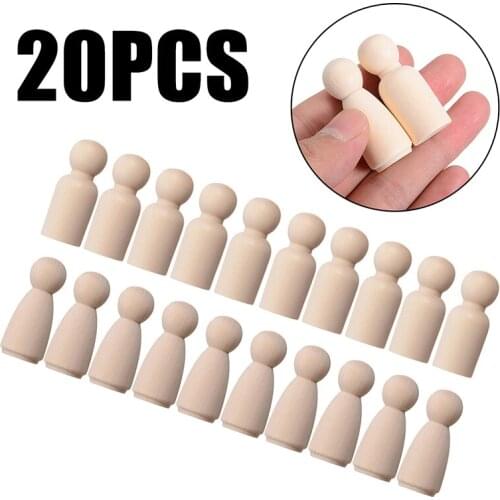 20pcs/set DIY Wooden Dolls Wood Peg Doll 43mm Little People Baby Kids Craft Unfinished Wooden People Craft Kids Set